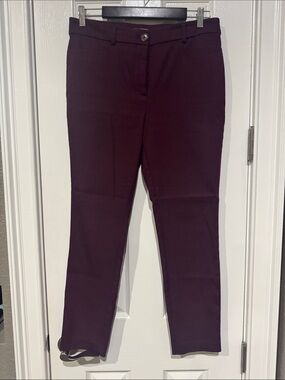 LOFT Straight Leg Pants in Deep Plum